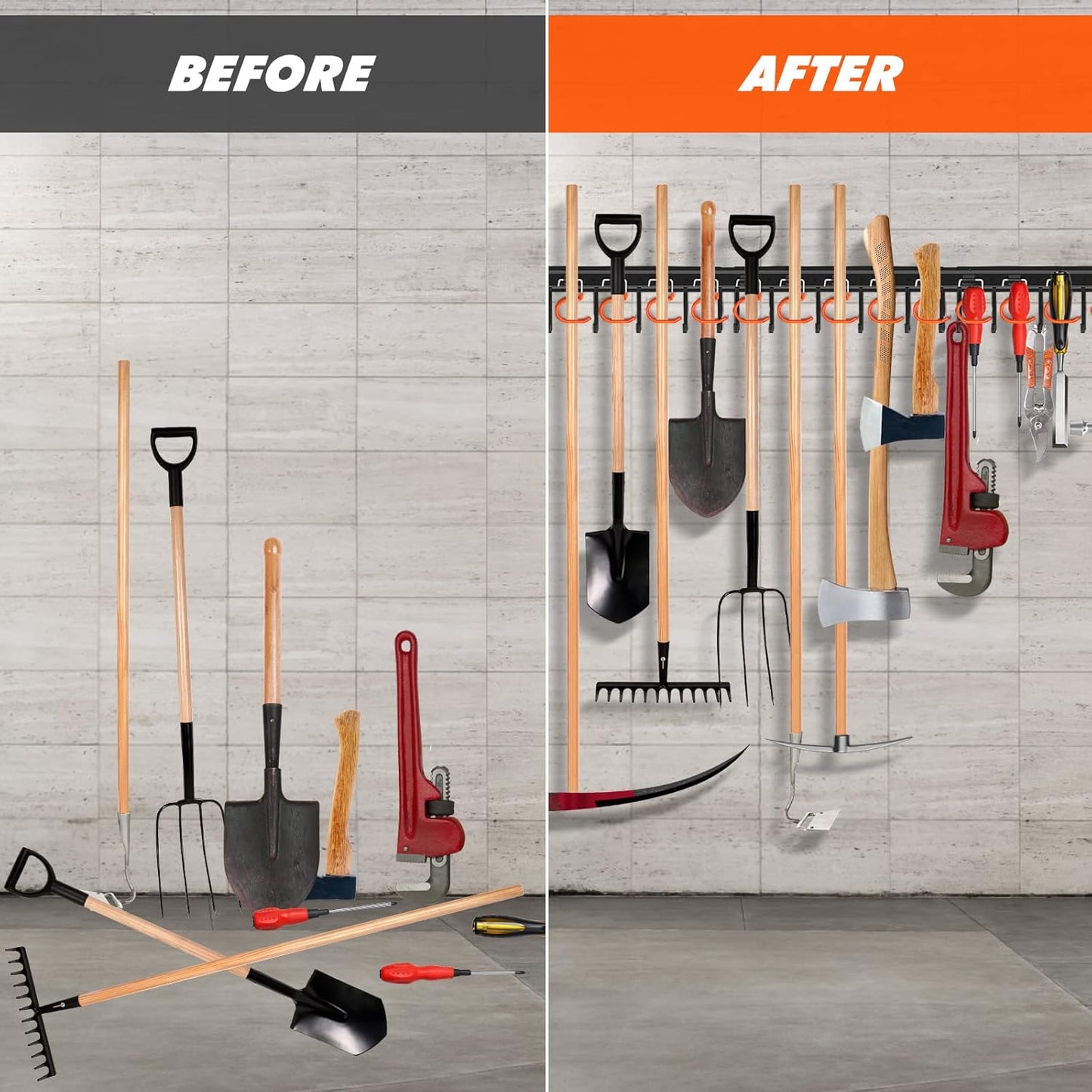 Skiennix Garden Tool Organizer Set - Efficient Storage Solution for Garage or Shed