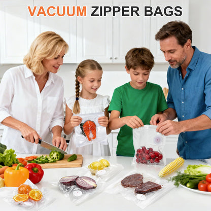 60PCS Vacuum Sealing Bags, Reusable Vacuum Sealer Bags for Food, BPA-Free Vacuum Zipper Bags, Sous Vide Bags for Food Storage (S, M, L, XL)