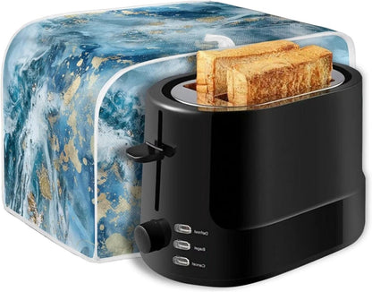 ZDCUSTOM Blue Marble Toaster Cover, Quilted 4 Slice Dustproof Appliance Protector for Kitchen