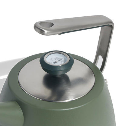Made In Cookware - 2 QT Kettle - Willow Green - Stainless Steel - With Built-In Temperature Gauge - Includes Handle Sleeve - Induction Compatible