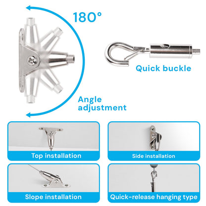 HUYEIOBGD Heavy Duty Picture Hanging Kit with 1.5m Adjustable Stainless Steel Cable, 6-Piece Wire Rope Suspension System for Artwork, Display Signs, Photo Frames, Gallery Walls & Hanging Decorations