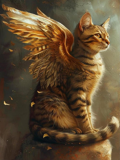 TUTUMAY21 A Pretty Brown Tabby Cat Diamond Drawing Art Kit for Adults Fantasy Animal Design DIY Diamond Art Painting for Beginners Full Drill Round Gem Art Painting for Crafts Home Wall Decor 12x16in
