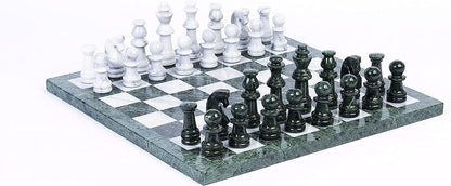 Central Park South Deluxe Marble Chess Set Extra Large King Height 4 1/4"