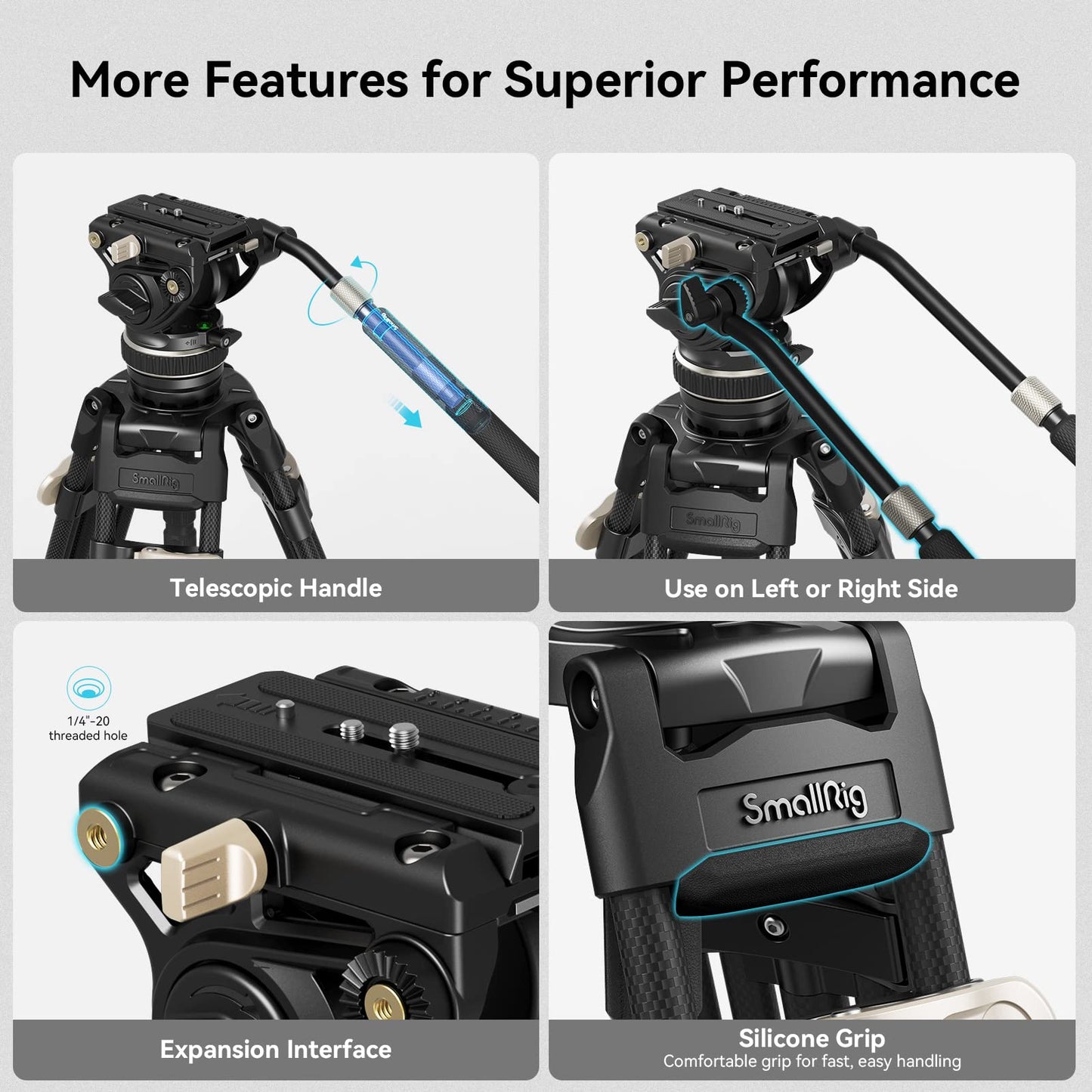 SmallRig AD-100 FreeBlazer Heavy-Duty Carbon Fiber Tripod System, 78" Video Tripod with One-Step Locking System, 360° Fluid Head and Dual-Mode Quick-Release Plate, Max Load 22 lbs for Camera -3989
