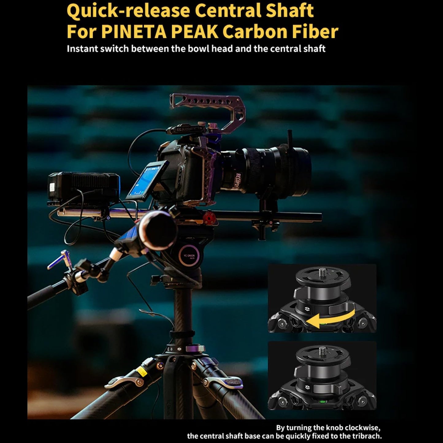 YC Onion PINETA Peak Carbon Fiber Tripod with Coconut 75mm Bowl Head, 35kg/77lbs Payload with Bowl Head, Adjustable Legs, One Step Release Travel Camera Tripod for Mirrorless, DSLR