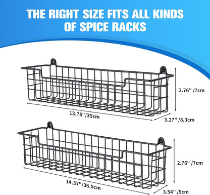 Spice Rack Organizer Wall Mount, 2 Packs Storage Shelf for Cabinet Door, Black Spice Organization Rack for Kitchen