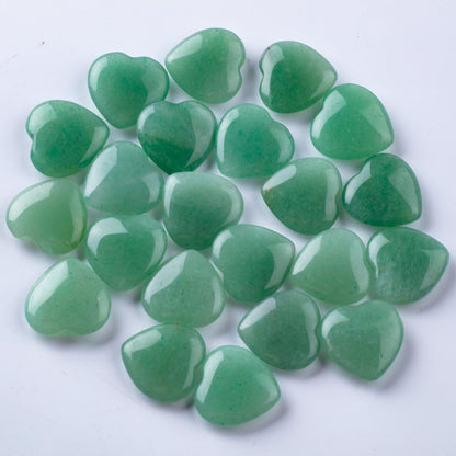 30 PCS Heart Green Aventurine Crystals Natural Polished Green Aventurine Stone Heart Love Carved Healing Crystal Worry Stone