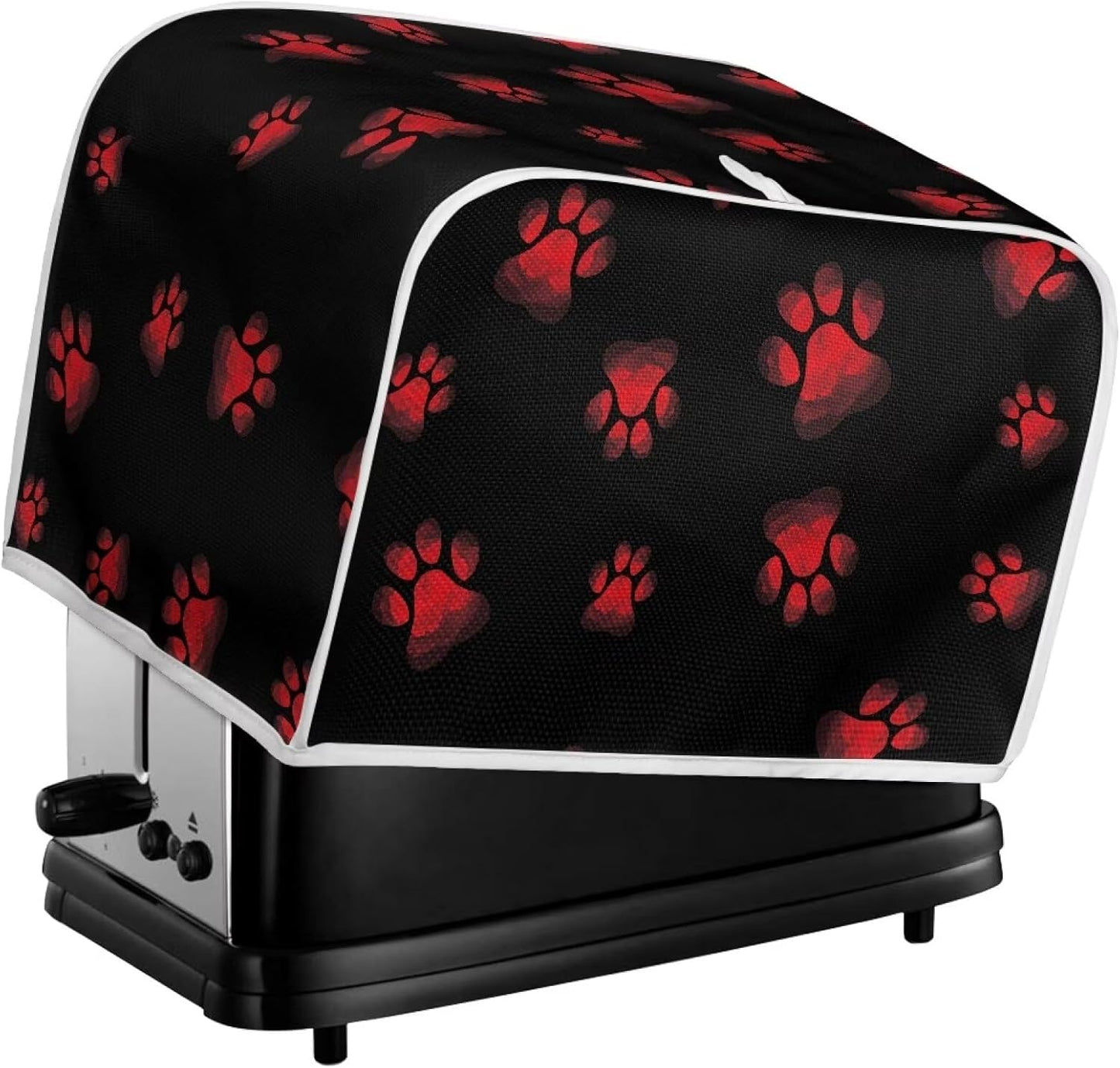 STUOARTE Dog Paw Print Toaster Cover, Dustproof Kitchen Decor for Most Standard 2 Slice Toasters