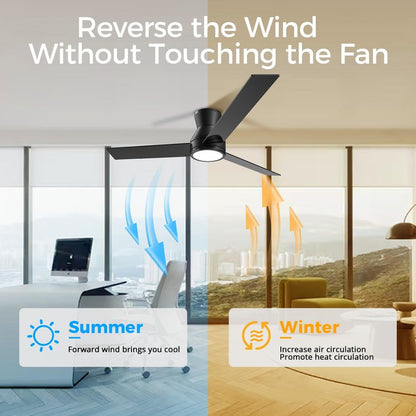 CSWF Ceiling Fans with Lights Remote Control - Flush Mount Dimmable 3000K-6500K LED 6 Speed with Quiet DC Motor for Bedroom, Living Room and Outdoor Patio