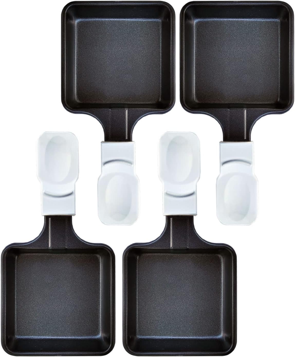Non-Stick Mini Iron Grill Cheese Pan, Square Shape Melting Accessories for Raclettes (4PCS White)
