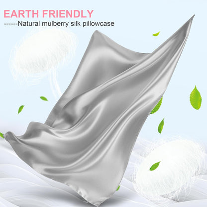 Mulberry Silk Pillowcase King Size - Hidden Zipper for Hair & Skin Care | Soft, Breathable Cooling Satin in Light Grey