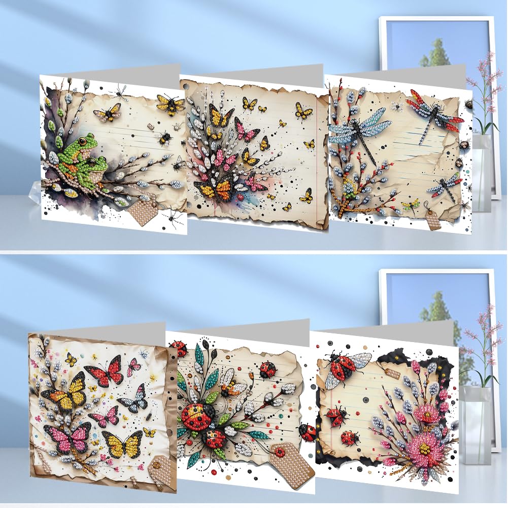 Sulunmo DIY Diamond Art Cards Kits for Adults, 5D Diamond Painting Kits Art Birthday Cards Birthday Gifts for Families, Friends, Partners(6Pcs with Envelopes Fantasy Cards-54) (Fantasy-Cards-54)
