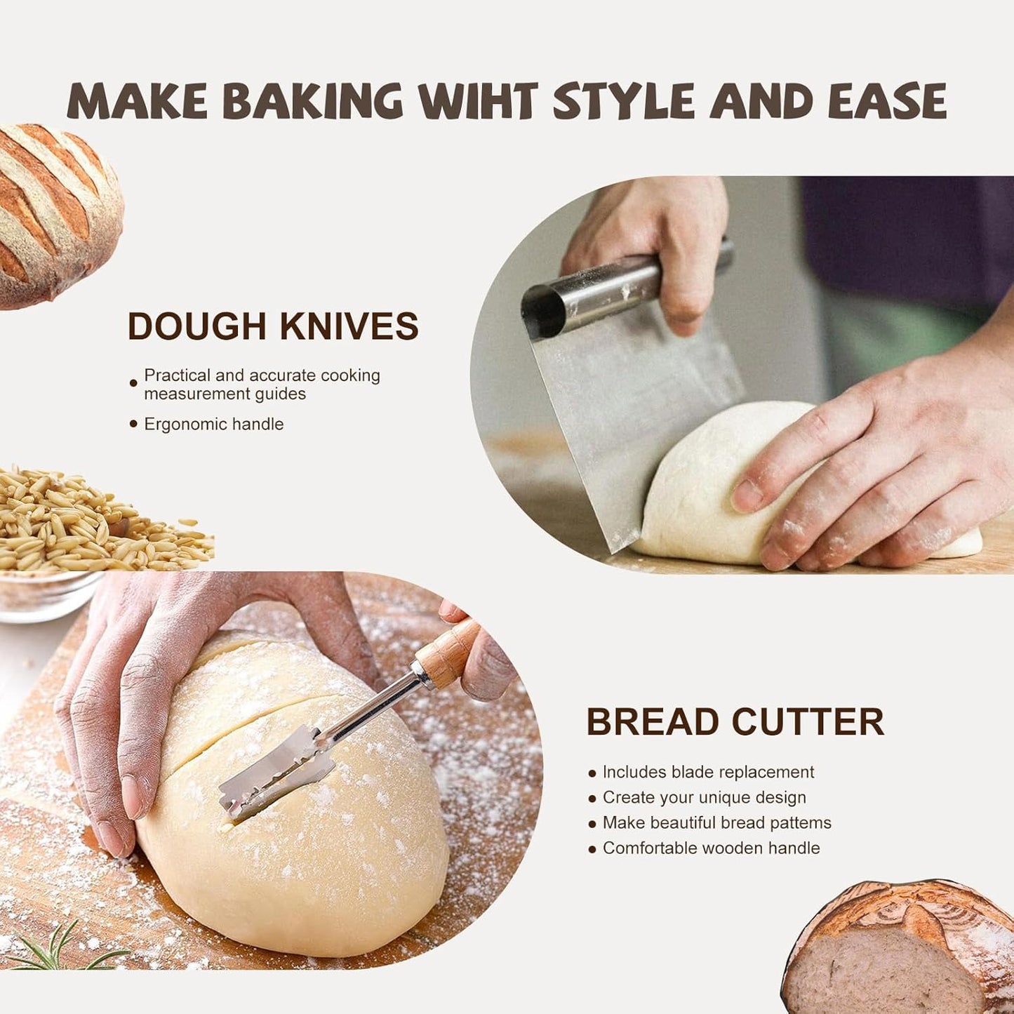 26PCS (34OZ), Set 2 Sourdough Starter Kit, Sourdough Bread Baking Supplies, Including a Sourdough Starter Jar Silicone