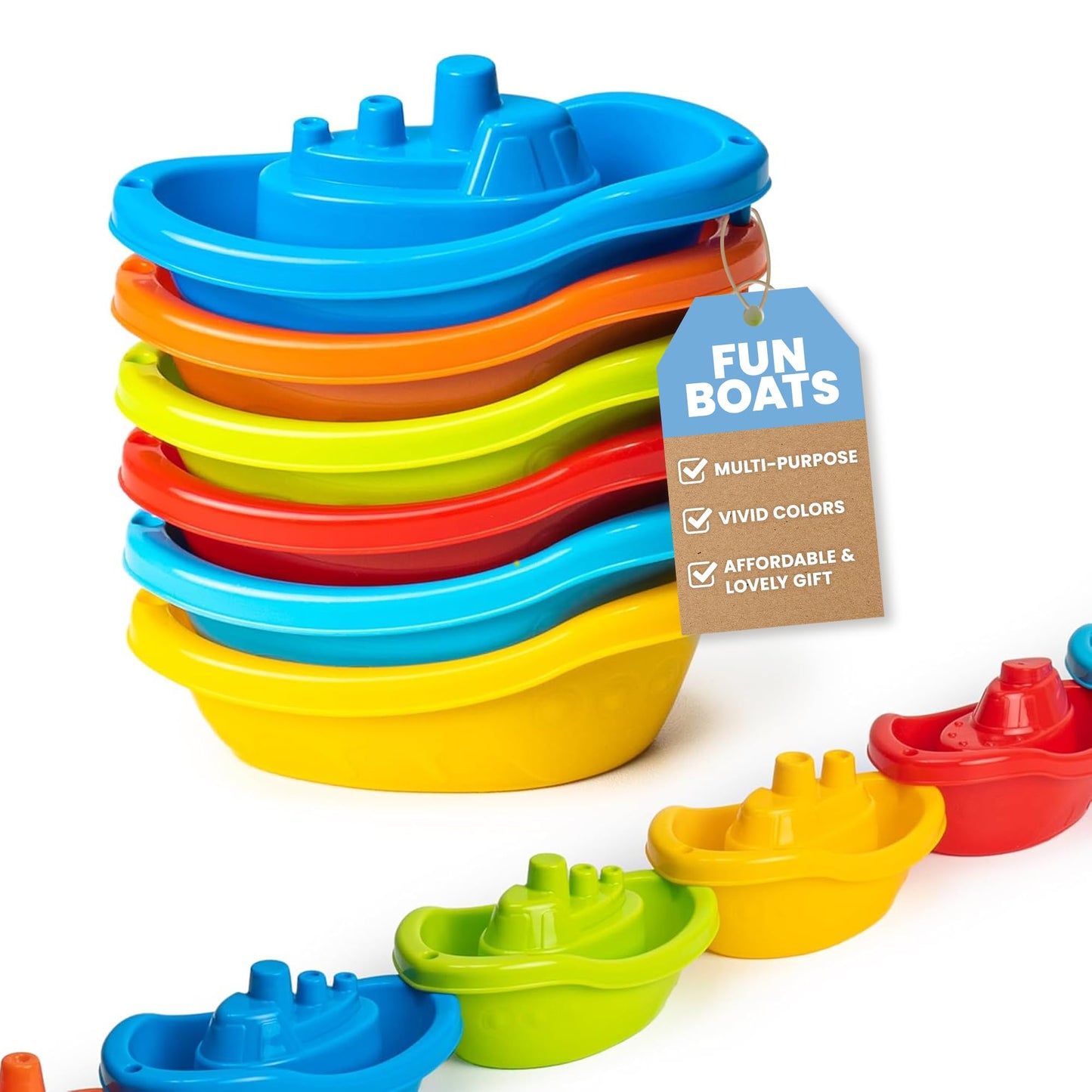 uToyz Stackable Toy Boat – 6pcs Educational Water Toys for Toddlers 1-3, Baby Pool Essentials, Baby Bath Toys for Kids Ages 1-3 & Toddler Pool Toy for 1 Year Old & Up, Fun Accessories for Bathtime