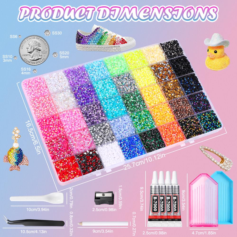 JOICEE 40000 Pcs Resin Jelly Rhinestones for Bedazzling, 40 Colors 3mm Flatback Crystal Rhinestones Gems Bedazzling Kit for Nail Art Diamond Art Crafting Makeup