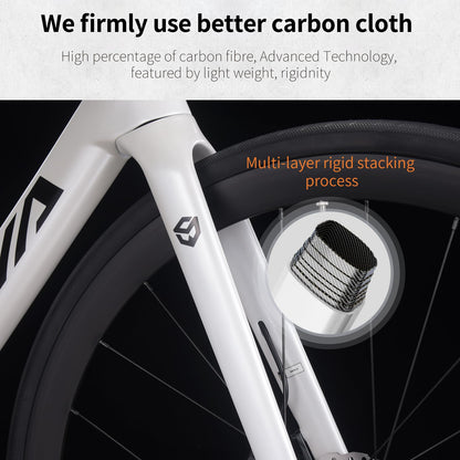 SAVADECK Carbon Siber Road Bike, 24 Speeds Shifting Road Bicycle with Shimano Ultegra Di2 8170 Groupset, Carbon Race Bike with Carbon Frame and Carbon Wheelset Disc Brake for Adult(Black,51cm)
