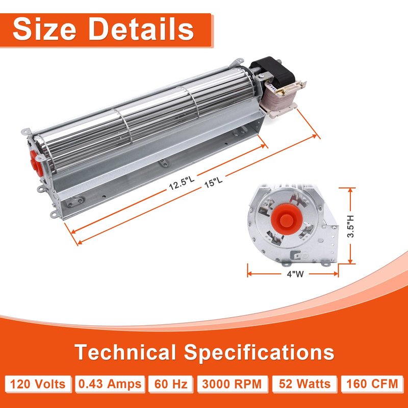 Replacment Fireplace Blower Kit for Desa Tech, FMI, Vanguard, Vexar, Astria Fireplace, GA3560A GA3650TB GA3700 BK BKT GA3560T GA3700T GA3700TA GA3700TB Fireplace Blower Fan Kit for Desa