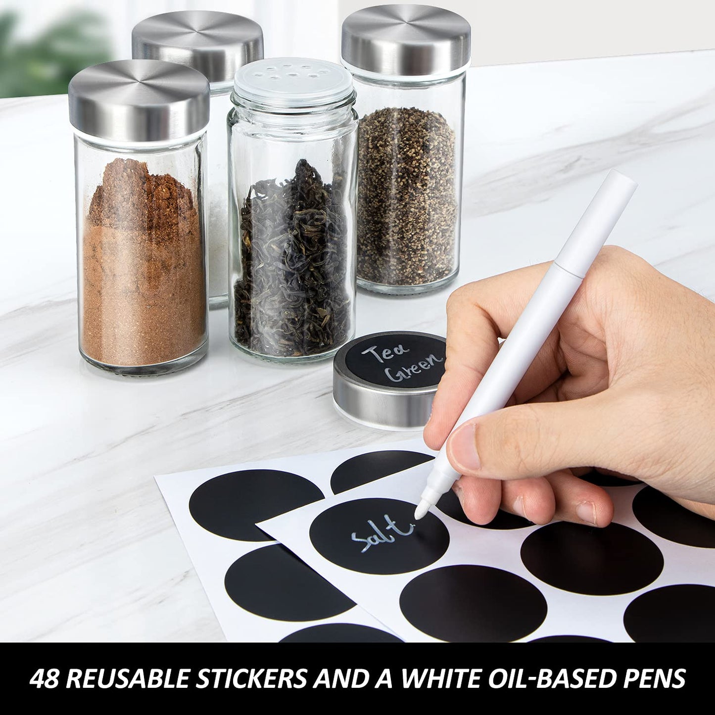 dasaka Rotating Spice Rack Organizer with Jars(20Pcs), Seasoning Organizer for Cabinet, Kitchen Spice Racks for Countertop, Revolving Stainless Steel Spice Organizer