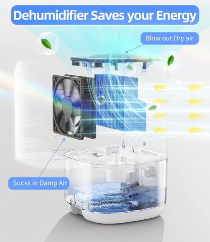 Skiennix Dehumidifier - 35 OZ Compact Unit for Bedrooms | Quiet Operation & Auto Shut Off, White