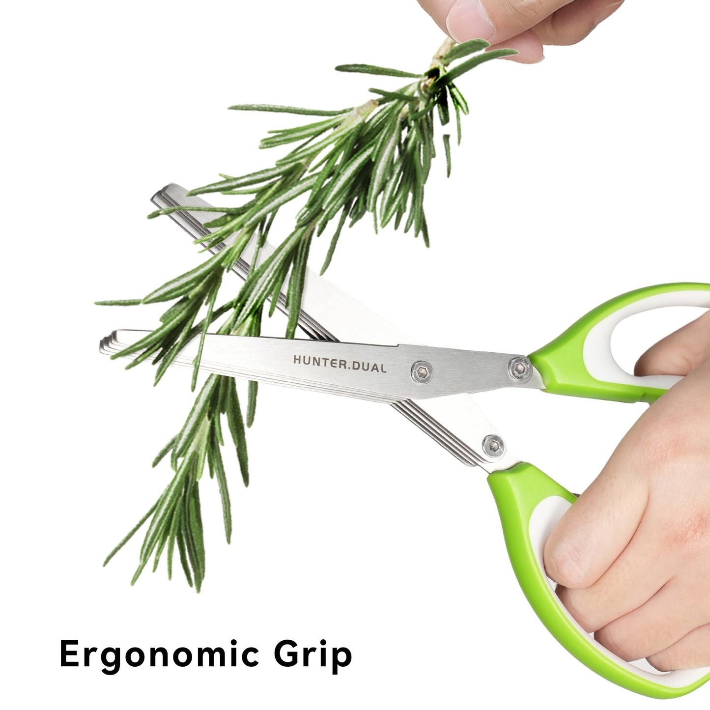 5 Blades Herb Scissors - Professional Kitchen Shears with Safety Cover for Cutting Green Onions, Fresh Herbs, Vegetables & Salad Food Prep, Must-Have Cooking Gadgets, Dishwasher Safe
