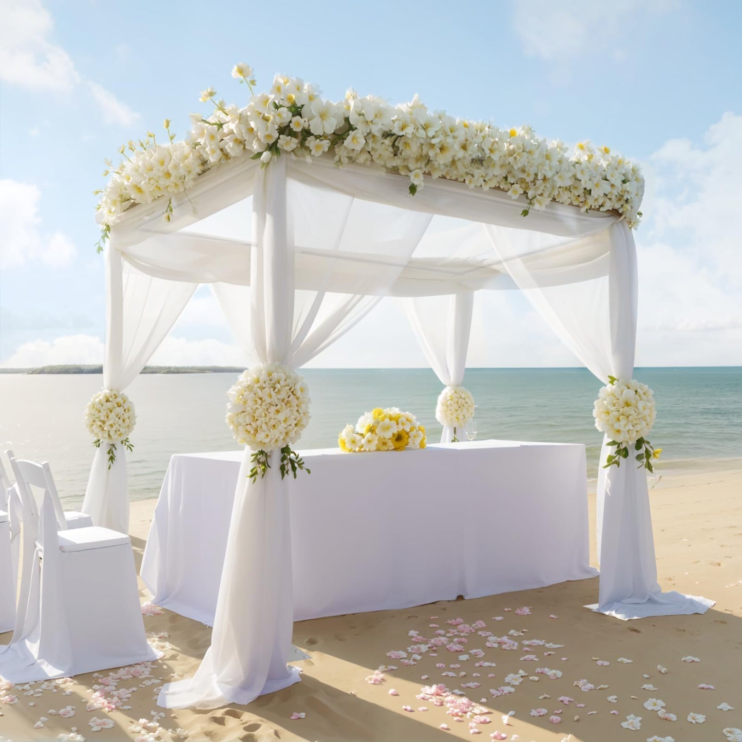 EMART 10ft Square Backdrop Stand Heavy Duty, Pipe and Drape Photo Background Support Kit, Adjustable Metal Frame with Flat Base for Wedding Birthday Party Decorations