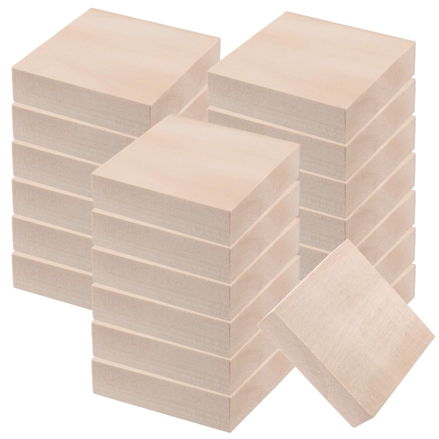 KOHAND 20 PCS 4 x 4 x 1 Inches Basswood Blocks, Unfinished Wood Blocks, Square Wood Carving Whittling Blocks for Craft, DIY