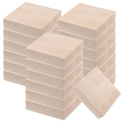 KOHAND 20 PCS 4 x 4 x 1 Inches Basswood Blocks, Unfinished Wood Blocks, Square Wood Carving Whittling Blocks for Craft, DIY