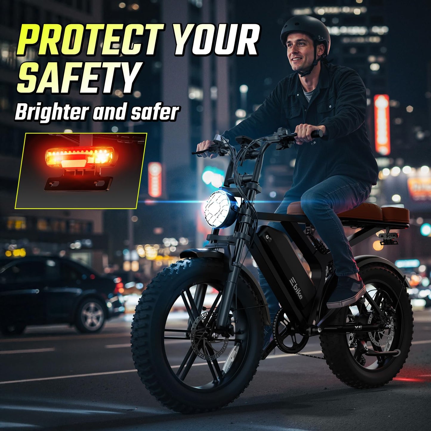 Electric Bike for Adults, Peak 1500W Motor, 30 MPH 60 Miles, 20"x4.0" Fat Tire Retro E Bike, 48V 15Ah Removable Battery, 7-Speed Ebkie for City Commuting, Off-Roading, Mountain, UL 2849 Carbon Black