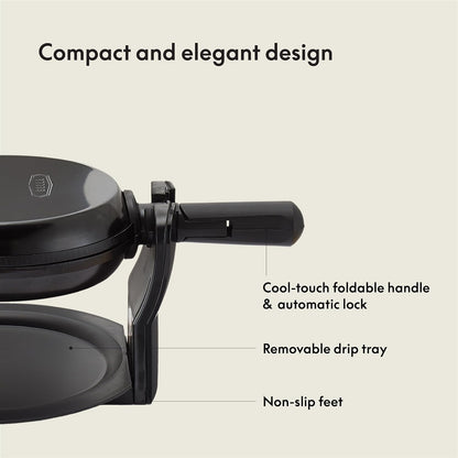 BELLA Classic Belgian Waffle Maker - Rotating with Nonstick Plates, Adjustable Browning Control, Black