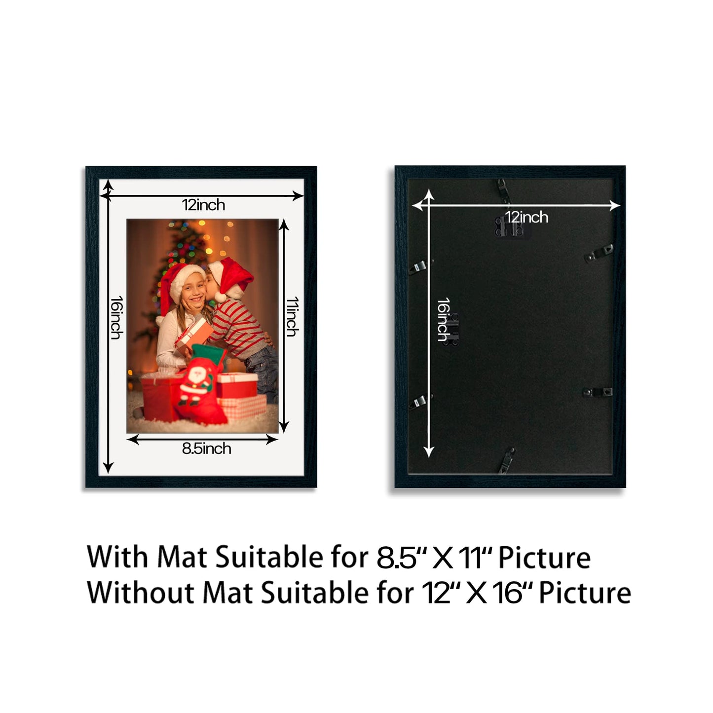 YK Artwood 12x16 Picture Frame 3 Pack Wood Black Poster Frame Set of 3 Display Pictures 8.5x11 with Mat or 12x16 without Mat For Poster Print Photo Diamond Painting Wall Frame Photo Frames with