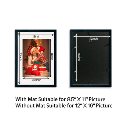 YK Artwood 12x16 Picture Frame 3 Pack Wood Black Poster Frame Set of 3 Display Pictures 8.5x11 with Mat or 12x16 without Mat For Poster Print Photo Diamond Painting Wall Frame Photo Frames with