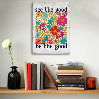 Inspirational Quotes Boho Retro Flower Canvas Wall Art Wall Decor, Mental Health Positive Framed Prints Poster Artwork for Home Office Farmhouse Bedroom Boys Girls Room,11.4x15IN, Ready to Hang