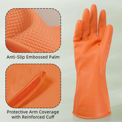 Cleanbear Synthetic Rubber Gloves, Medium Size, 11.8 Inches, 3 Pairs 3 Colors for Household Cleaning, Dishwashing and Other Home Cleaning Use