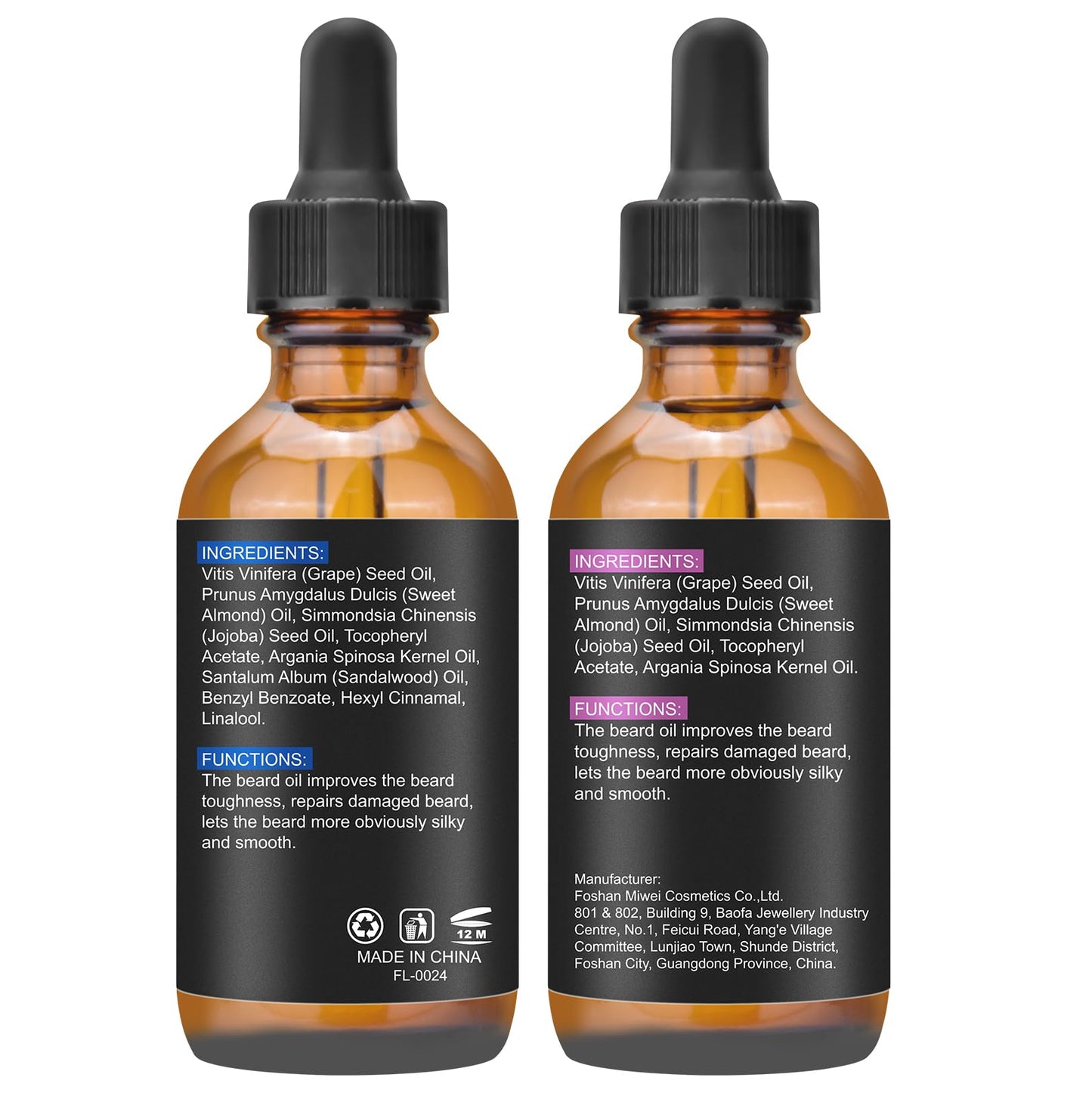 Beard Oil,2 Packs 4 FLOZ(120ml) Natural Beard Oil for Men Growth,Sandalwood and Unscented Beard Growth Oil Soften,Strengthen,Moisturize Beard Care,Stocking Stuffers for Men Gifts for Him Dad Boyfriend