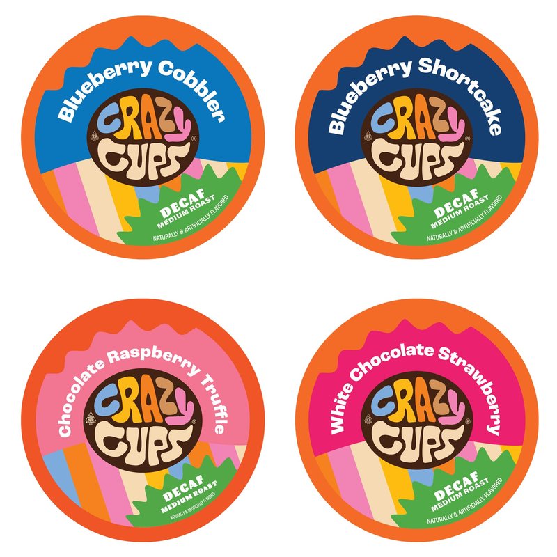 Crazy Cups Decaf Blueberry Coffee Pods Variety Pack, Decaf Magic Berries Hot or Iced Flavored Hot or Iced Coffee Pods, Single Serve Recyclable Pods Compatible With Keurig K Cup Brewers, 24 Count