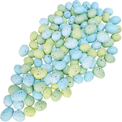 120 1-1.2" Winlyn Pcs Artificial Speckled Green Blue Foam Easter Eggs Decorative Eggs for Easter Party Neutral Spring