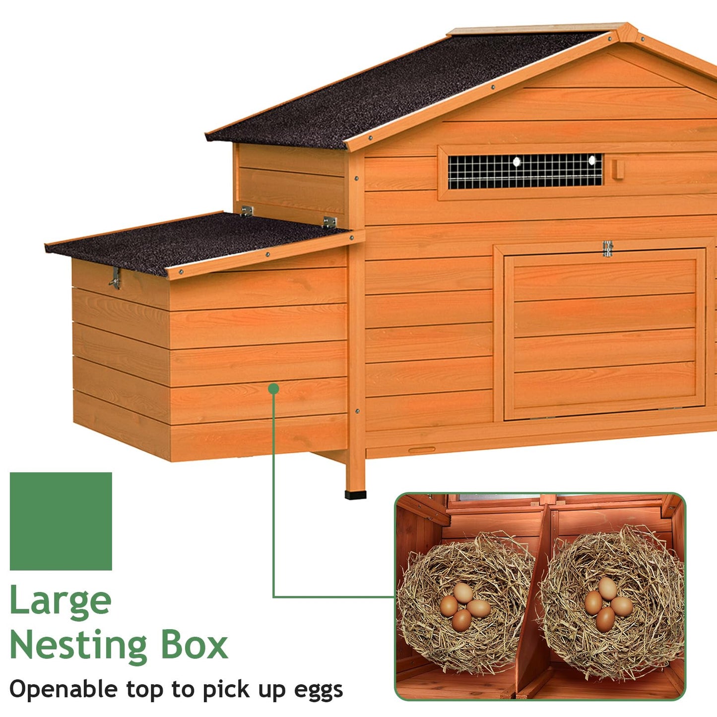 Yafylly 70" Chicken Coop for 2-4 Chickens Outdoor Wooden Hen House Poultry Pet Hutch for Backyard with Nesting Box, Wood