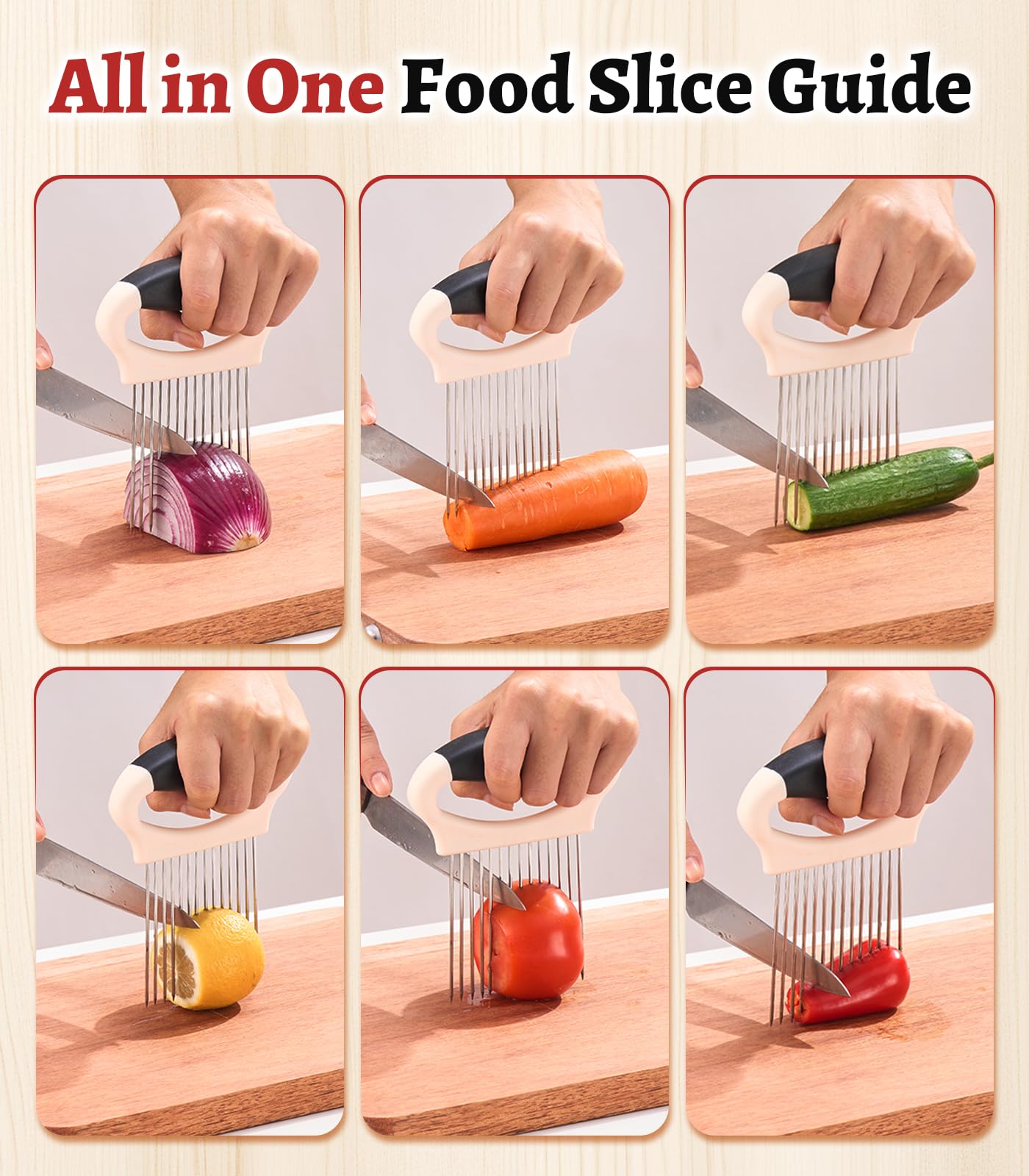 Large Onion Slicer Holder, Stainless Steel Onion Holder for Slicing, Onion Cutter Vegetable Chopper Tool with 14 Sharp Prongs for Slicing of Potato Avocados & Meat, Cooking Gadgets Tool for Fruit Prep