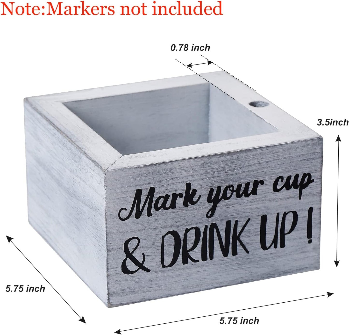 Disposable Cup Holder with Marker Slot, Wooden Cup Organizer for Farmhouse Rustic Bar, Wedding Party Decor