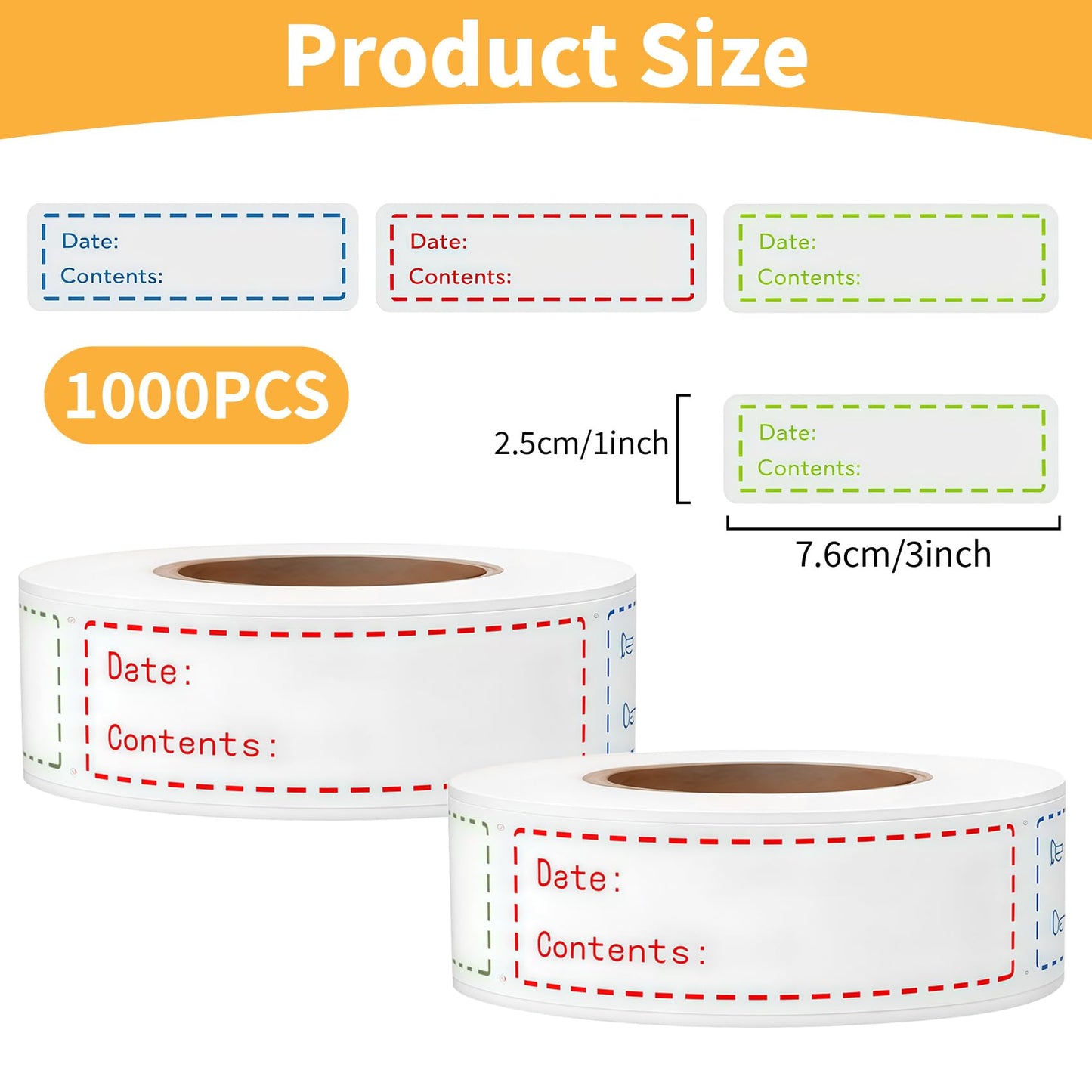 1000 Pcs Removable Freezer Labels, 1 x 3 Inch Food Labels for Food Containers, Food Date Stickers, Easy to Clean Write On Refrigerator Freezer Paper Labels, No Residue for Kitchen