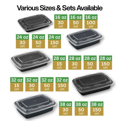 ProTakeOut Meal Prep Containers [30 Pack] Rectangular Food Storage Containers with Lids, Bento Box, BPA Free, Stackable, Microwave/Dishwasher/Freezer Safe To Go Food Containers for Meal Prep (38 oz)