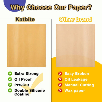 Katbite 200Pcs 18x26 inches Parchment Paper Sheets, Heavy Duty Unbleached Baking Paper, Pre-cut and Oil Proof Perfect for Steaming Cooking Bread Cake & Wrapping Foods