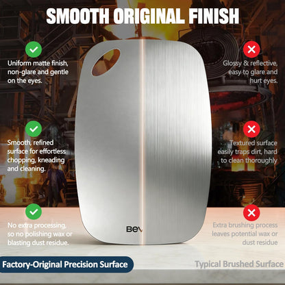 304 Stainless Steel Cutting Board by [Brand Name] - Non-Toxic, Double-Sided, 11.45" x 8.15" | Dishwasher Safe for Meat, Vegetables, and Fruit