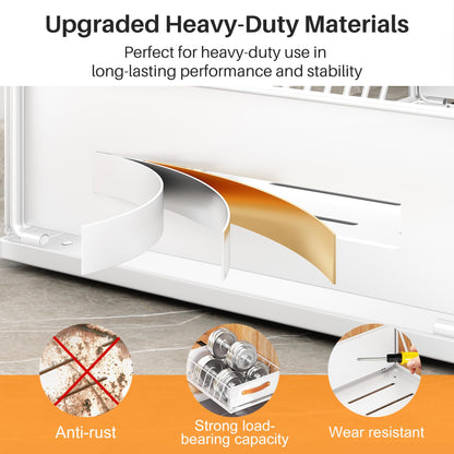 Pull out Cabinet Organizer,Heavy Duty Slide out Pantry Shelves Drawer Storage with Adhesive Nano Film,Sliding Mesh Cabinet Basket with Handle for Kitchen, Bathroom, Home, 11.8W" X 15.7"D X 6.2"H,White