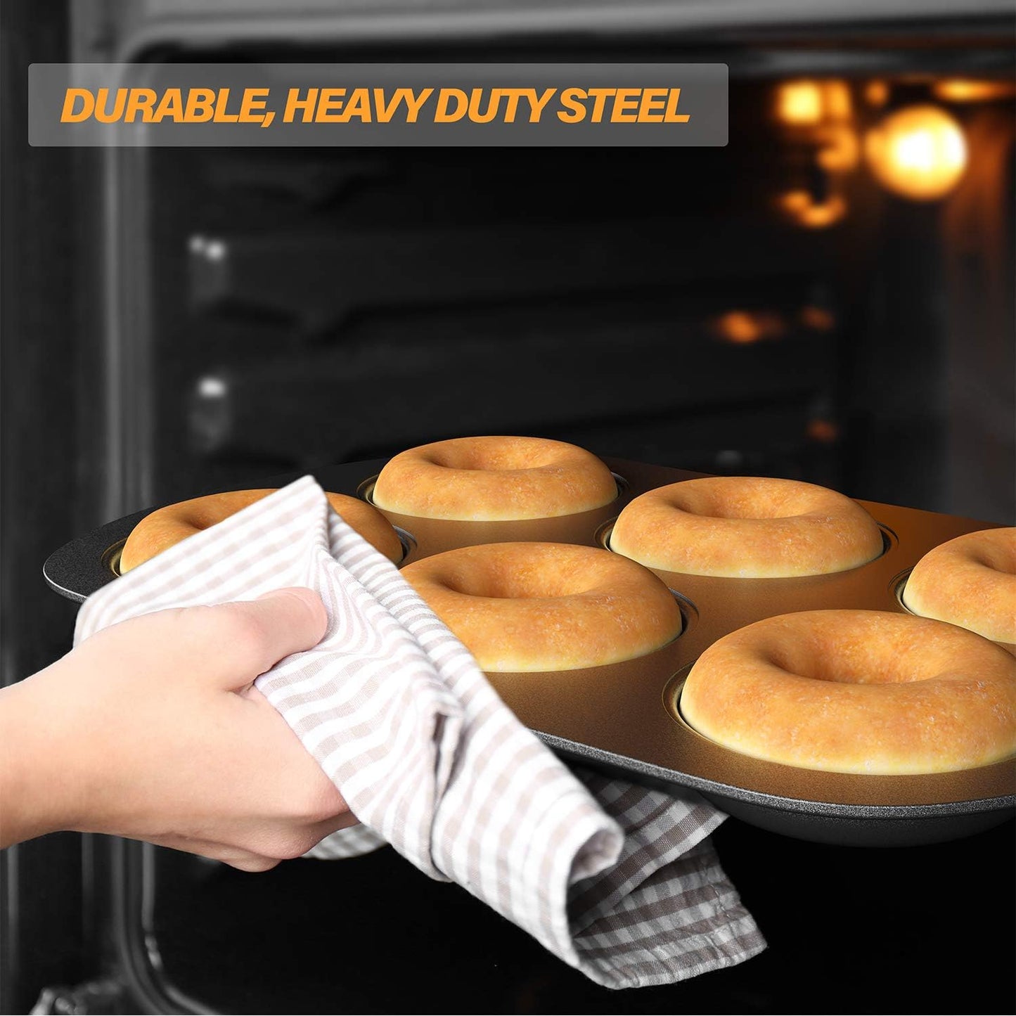Tiawudi Non-Stick 6-Cavity Donut Baking Pans, Set of 3, Makes Individual Full-Sized 3 1/4" Donuts