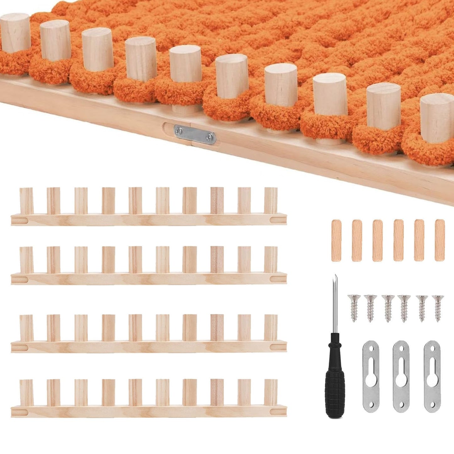 PHENNFUSION Chunky Blanket Loom for DIY Throw Blankets, 61.4" Wooden Loom Frame Adjustable Size Foldable Portable Hand Knitting Yarn Chunky,No Needles Required,Beginner Friendly Yarn Craft