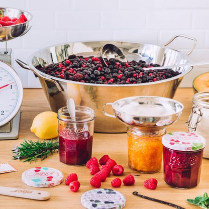 Le Parfait French Glass Jam Jar with Colorful Airtight Lid 385ml (13oz) - BPA-Free Canning Jar for Jam, Jelly & Preserves - Dishwasher Safe, Freezer Safe, Made in France 6PK