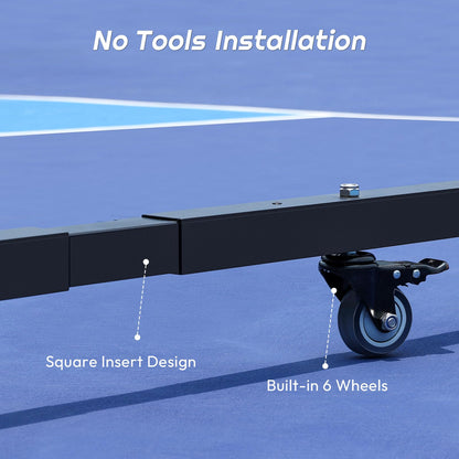 A11N SPORTS Aluminum Tournament Pickleball Net with Tension Lock System & Built-in Wheels - Conform with IFP Regulations