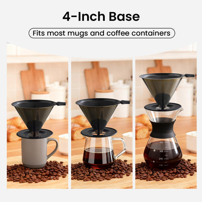 【2.0 Upgraded】 Stainless Steel Pour Over Coffee Maker, Reusable Paperless Drip Coffee Filter and Coffee Strainer for Single Cup Hand Brew, 1–6 Cup