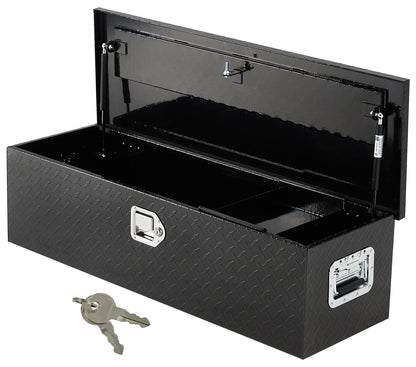 ExploreHorizon 39 Inch Aluminum Truck Tool Box, Truck Bed Storage Box With Security Lock and Wider Handles, Heavy Duty Waterproof Tool Box Organizer Chest for Pick Up Truck Rv Trailer - Black
